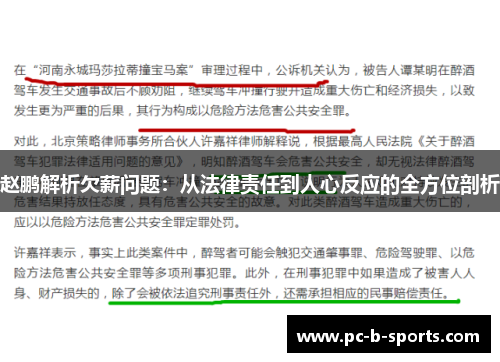 赵鹏解析欠薪问题:从法律责任到人心反应的全方位剖析 赵鹏解析欠薪问题:从法律责任到人心反应的全方位剖析